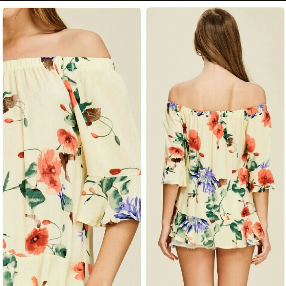 Off The Shoulder Floral Top - Picture 3 of 4